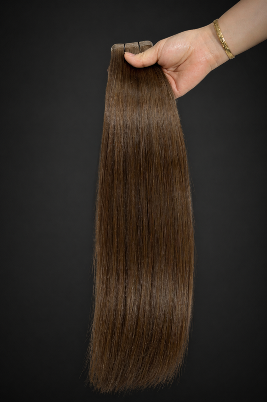 Flat Weft Remy Włosy Wietnamskie 50cm – Kolor #4 Ciemny Brąz